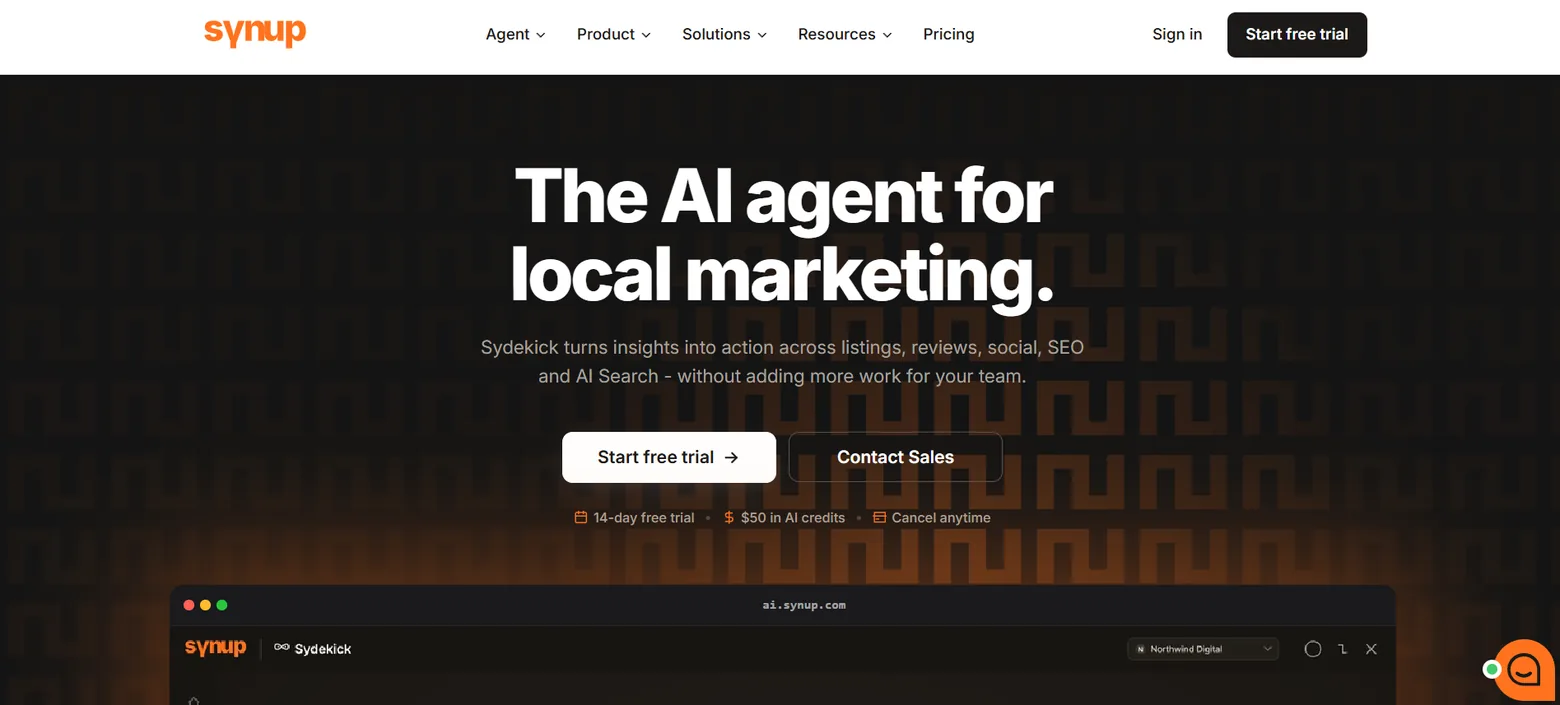Synup homepage